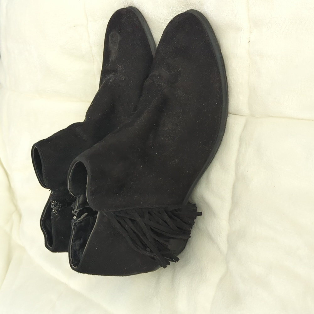 Suede Ankle Boots with Fringe